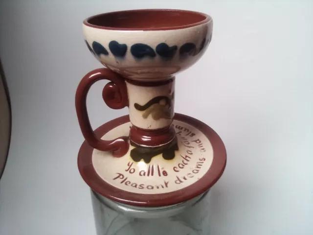 Longpark Tormohun Pottery Torquay  Candle Holder Scandy Motto 11 cm vintage