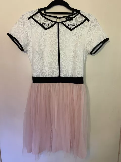 Dotti Pretty Princess Dress Size 6 XXS White Lace Pink Tulle Girls Formal Party