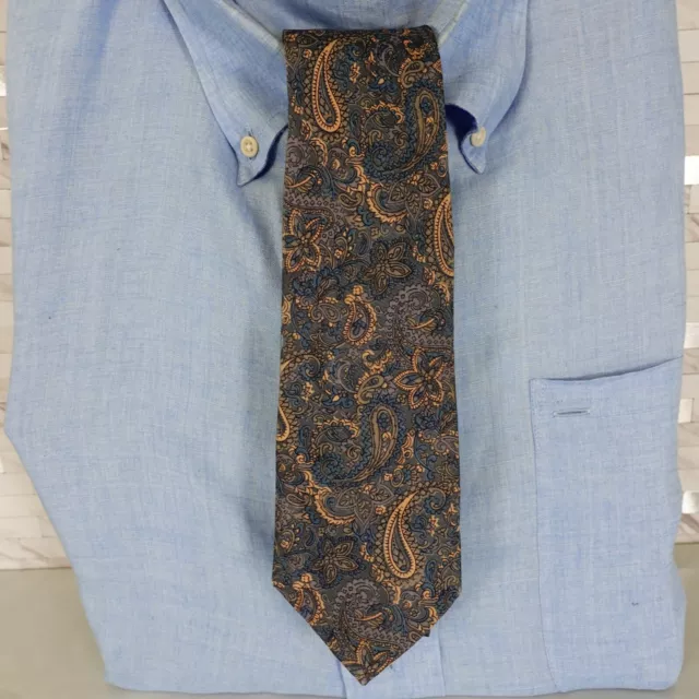 Neck Tie Mens Blue Paisley Thai Silk Boho Hippie Western Casual Suit Adult Dark