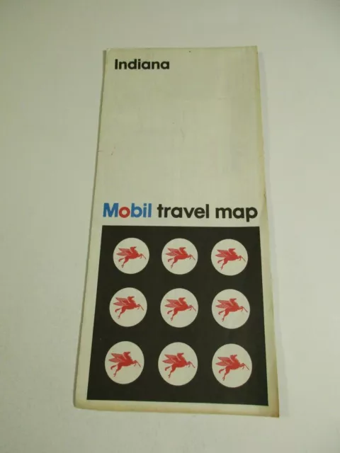 Vintage 1973 Mobil Indiana State Highway Gas Station Travel Road Map-Box 6