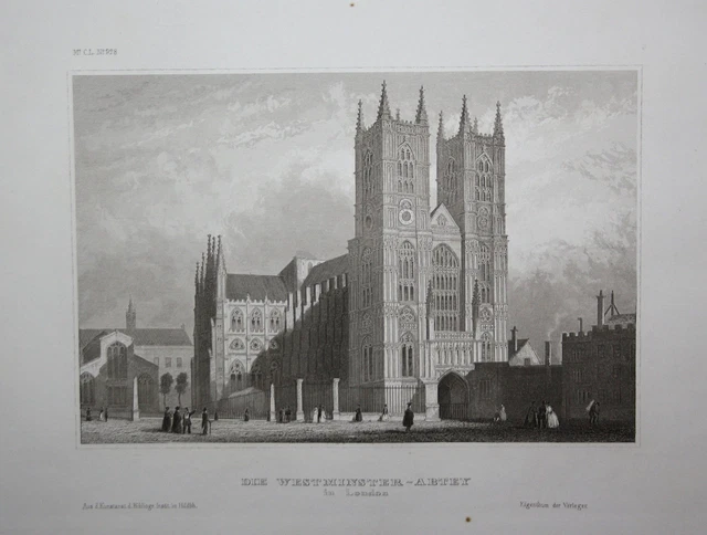 Westminster Abbey London Inghilterra Gran Bretagna Vista Incisione Acciaio 1850