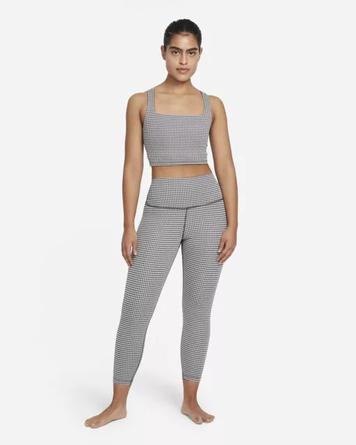 Nike Yoga Women's Gingham Tank Top & Leggings (Grey) - Small - New ~ DA1092 133