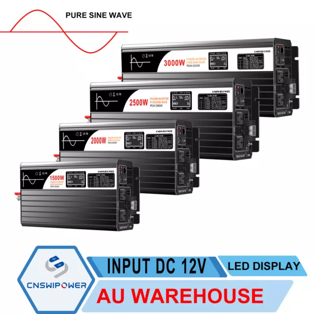DC to AC inverter 12v 1000W/1500w/2000w/2500w/3000w 240v pure sine wave AU plug