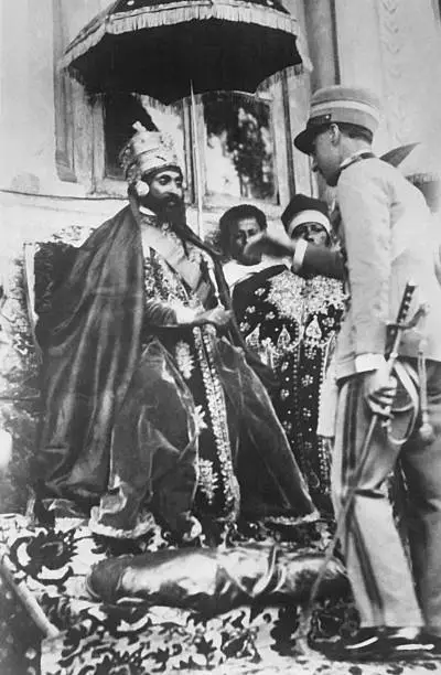 During the ceremony of his coronation, Emperor Haile Selassie, wea - Old Photo 1