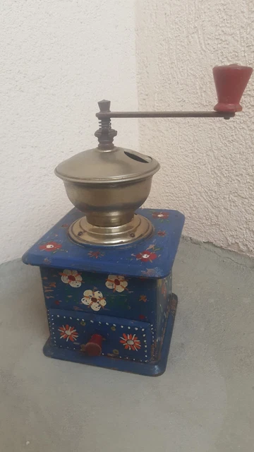 Antike Kaffeemühle aus Holz,Leinbrock Ideal mit Stahlmahlwerk um 1930