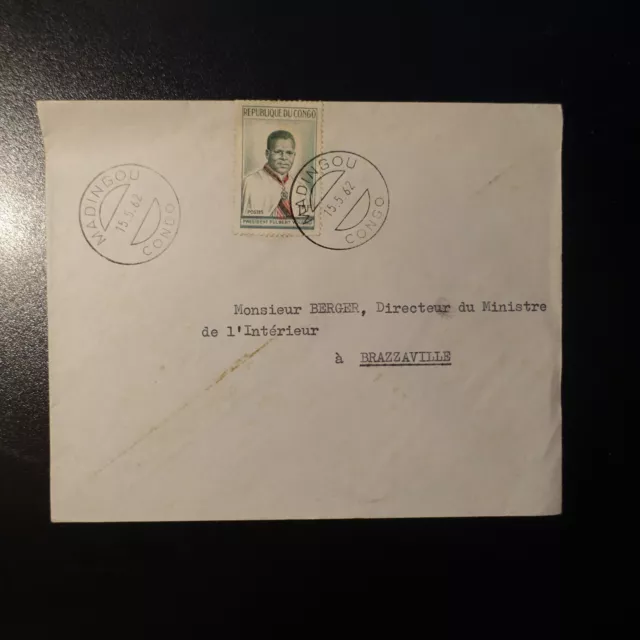 Congo Lettre Cover 1962 Madingou Directeur Ministre De L’intérieur Brazzaville