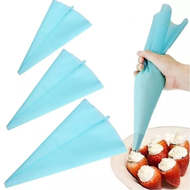 3x Silicone Reusable Cream DIY Icing Piping Pastry Bag Xmas Cake Decorating Tool