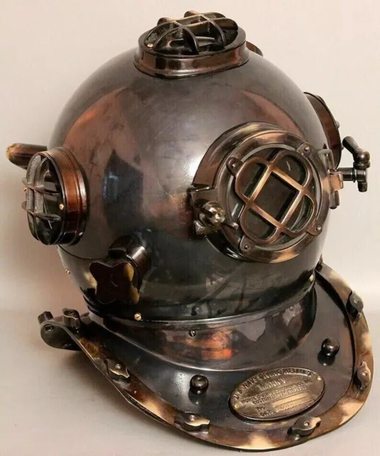 Modelo antiguo US Navy Mark V Boston Buceo Buzos Casco Cobre y latón Casco