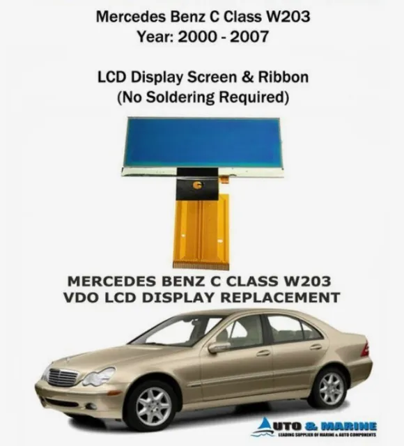 Mercedes C Class W203 Instrument Cluster Lcd Display Screen & Ribbon 2000-2007