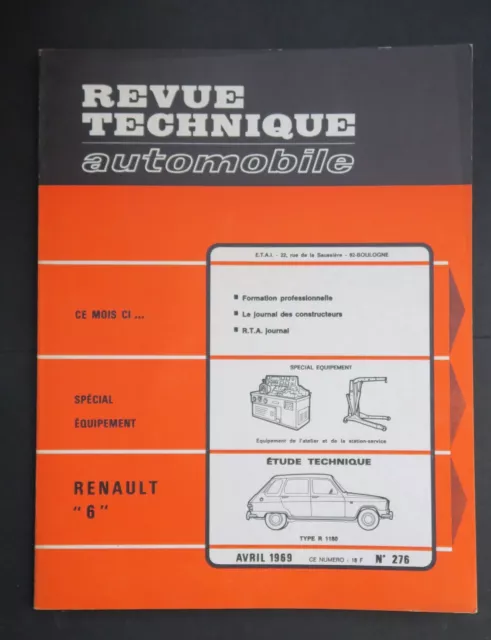 REVUE TECHNIQUE AUTOMOBILE RTA RENAULT 6 n°276