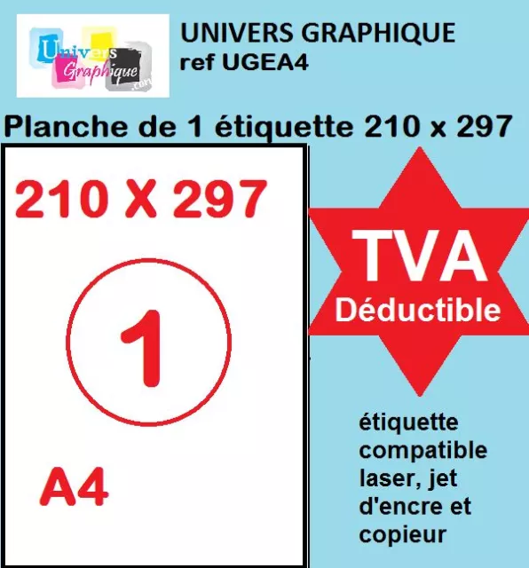 Etiquettes Adhésives Autocollantes 24 par page - 100 pages A4