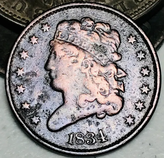 1834 Classic Head Half Cent 1/2C Ungraded Choice US Copper Coin CC20798