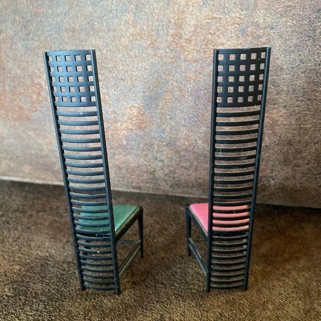 Miniature Designers Chair blue pink set Design Interior 12/1 Collection with box 2