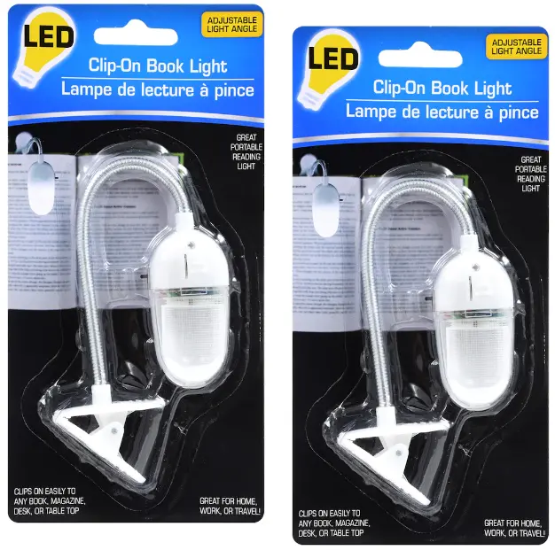 LED Reading Lights 2 Pack Clip On Book Flexible Includes Batteries FREE SHIPPING