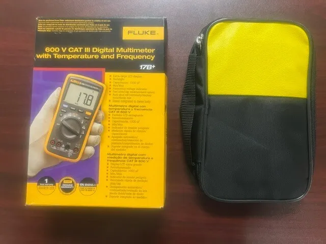 Fluke 17B+ 600V CATIII Digital Multimeter with Temperature & Frequency  w/Case