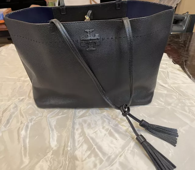 Tory Burch McGraw Black Pebble Leather Shoulder/Tote Bag (XL size)