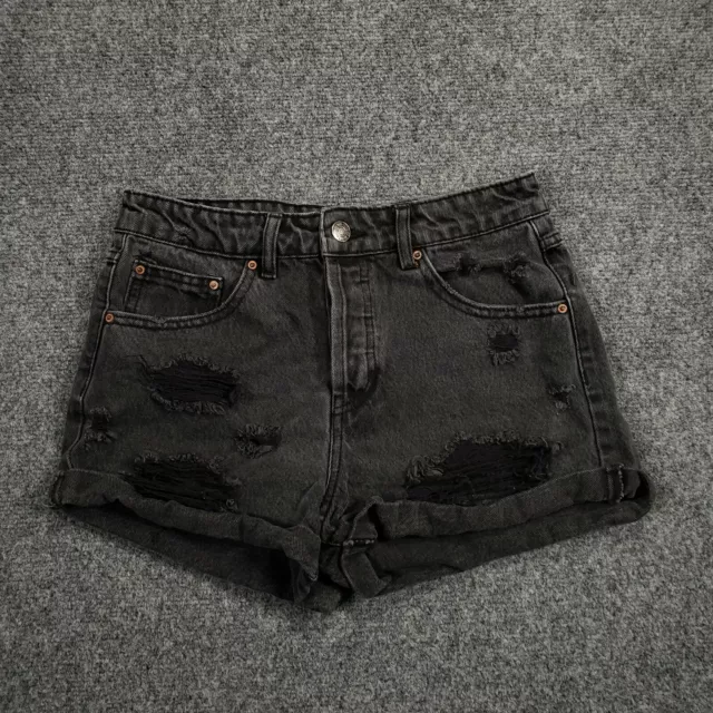 Forever 21 Shorts Womens 26 Black Hot Pants High Rise Distressed Dark Wash Denim