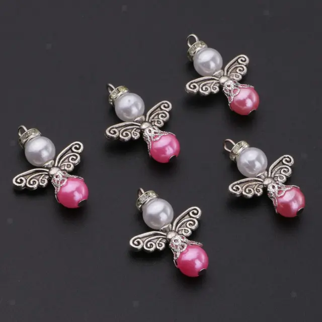 5pcs Pearl Polymer Clay Angel Fairy  Charms Pendants for DIY Key Ring