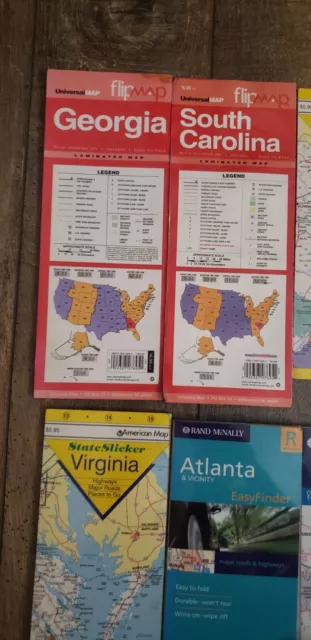 Lot Maps,LAMINATED Georgia, Virginia, South Carolina (2), Atlanta, Charlotte (3) 3