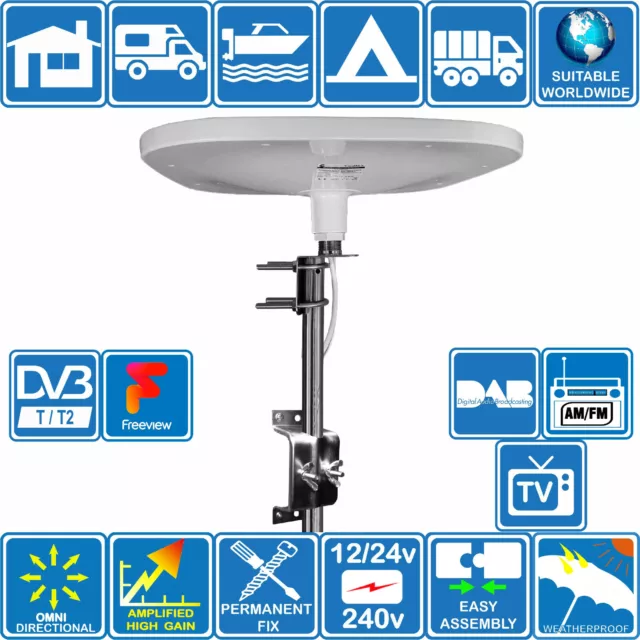 ANTENA RECEPTOR TV DIGITAL TERRESTRE DVB-T PORTATIL 30DB VHF UHF EXTERIOR  TDT