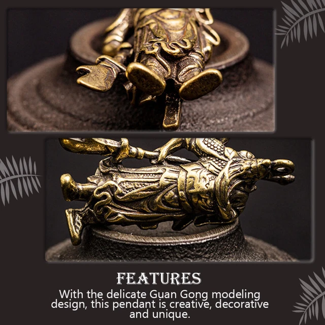 2 Pcs Bracelet Charms Antique Keyrings Car Keys Brass Keychain Prosperity Statue 5