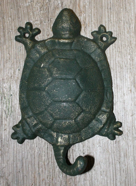 Cast Iron Antique Style Nautical TURTLE Coat Hooks Hat Hook Rack Towel Sea