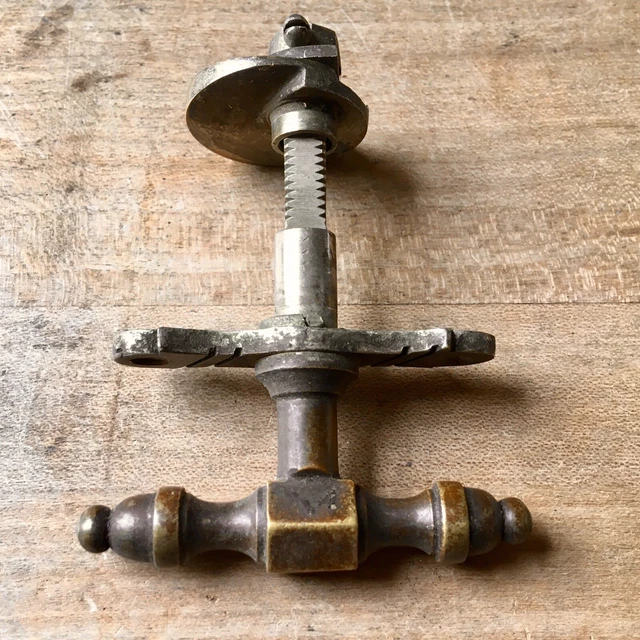 Antique Door Stay Catch Closure Twist Lock Latch Solid Victorian Brass Complete