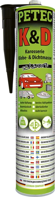 10x TECPO KLEBE DICHTMASSE 370g KAROSSERIEKLEBER SCHWARZ + ALU- KARTUSCHENPRESSE