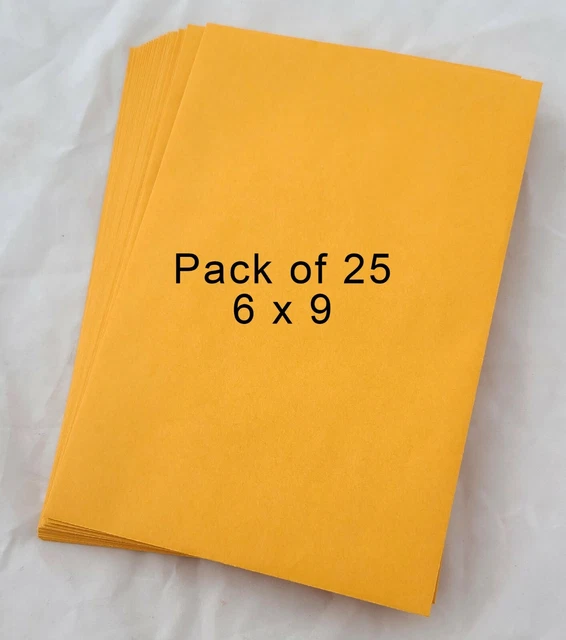 25-pc 9 in x 6 in Manila Envelopes Gummed Mailers Shipping Brown Kraft 6 x 9