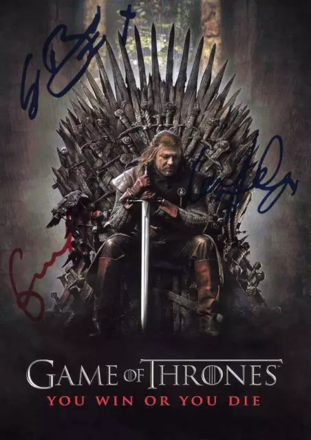 GAME OF THRONES CAST X3 PP SIGNED PHOTO POSTER 12"X8" A4 Sean Bean Lena Headey