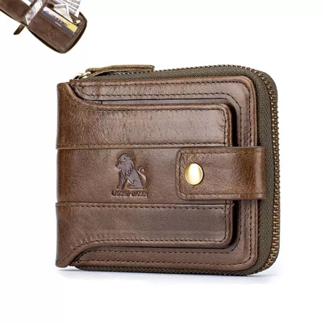Men's Genuine Leather Cowhide Bifold Wallet Slim Credit Card ID Holder Pockets
