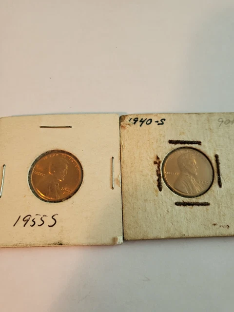 1955 S  and  1940s lincoln head pennies s481