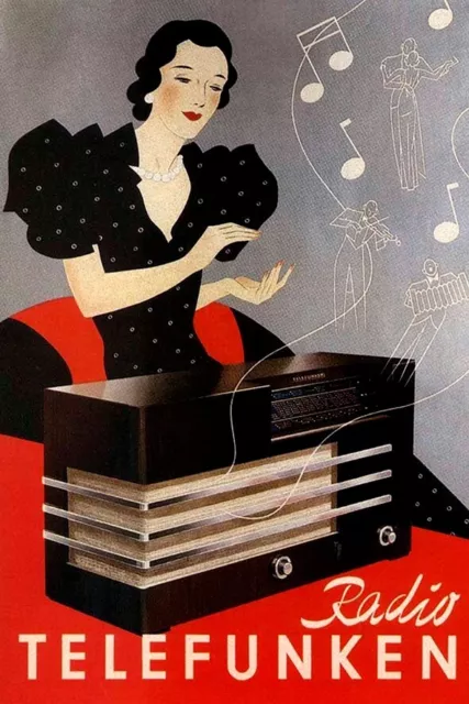 Poster Manifesto Locandina Pubblicità Stampa Vintage Televisori Radio Telefunken