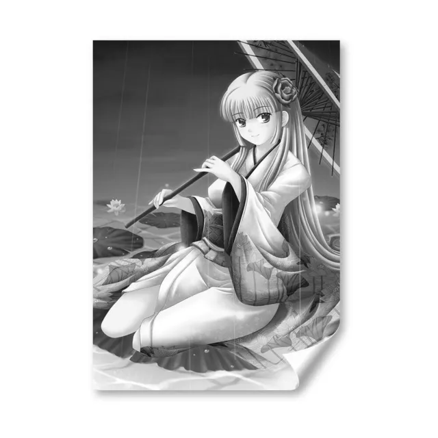 A5 - BW - Cartoon Anime Girl Japanese Print 14.8x21cm 280gsm #38761