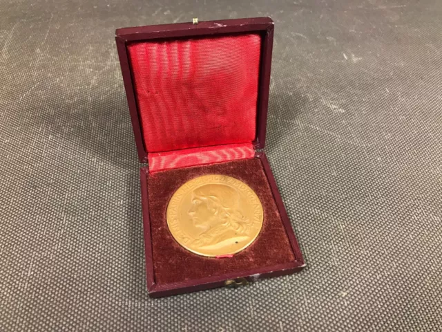 Alte Medaille Von Arbeit aus Bronze Denis Papin Industrie Mechanik