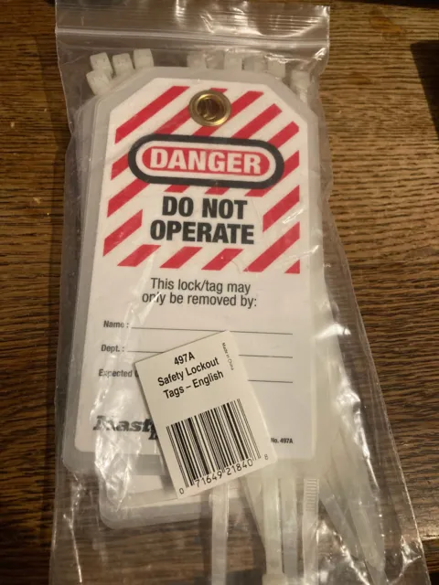 Master Lock Loto Tags English 497A 12 Pack DANGER DO NOT OPERATE LOCKOUT