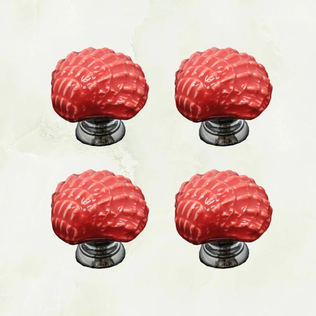 4 Pcs Shell Kitchen Handles Ceramic Drawer Handles Vintage Home Decor Alloy 4