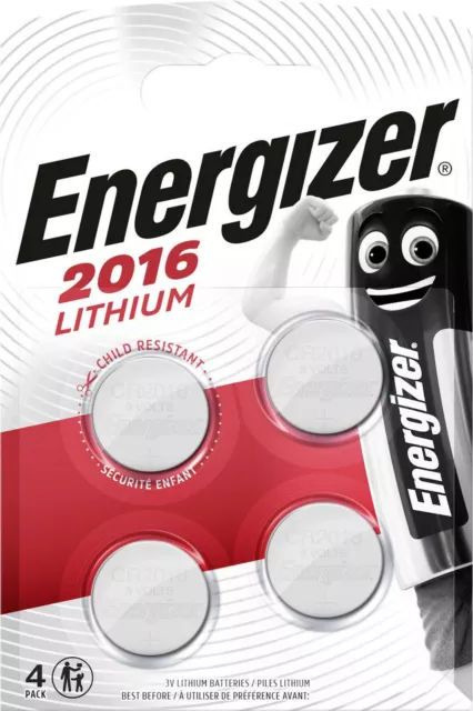 Energizer 2x Lithium 3V Cell 4 Er Blister Pack CR2016 IEC C Button Cell