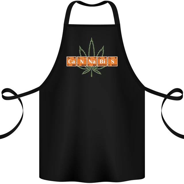 Cannabis Periodic Table Chemistry Weed Cotton Apron 100% Organic