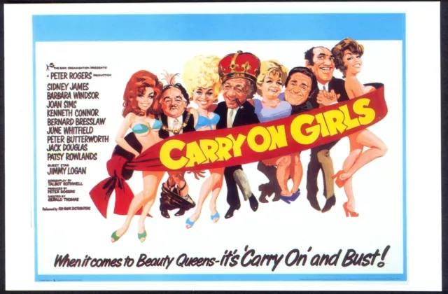 Modern FILM POSTER Postcard: CARRY ON GIRLS (Barbara Windsor, Joan Sims)