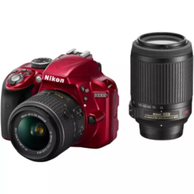 USED Nikon D3300WZRD Digital SLR Camera D3300 Double Zoom Kit Red D3300Wzrd