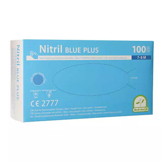 100 "Medi-Inn® PS" Handschuhe, Nitril puderfrei "Blue Plus" blau Größe M