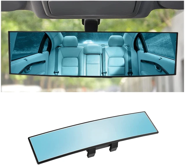 Car Rearview Mirror, 12 Inch Panoramic Wide Angle Anti-Glare, Clip on Auto Rear