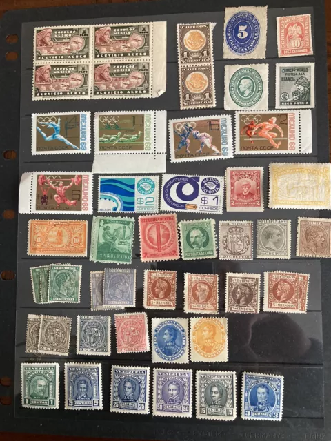 South America , Mexico & Venezuela 48 Mint Stamps With Block & Pairs (lot187)