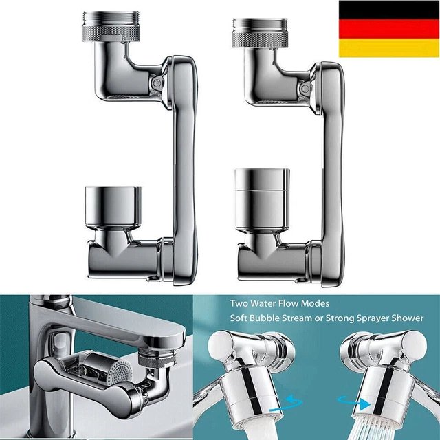 2x 1080° Universal Wasserhahn Splash Filter Schwenkbare Sprühkopfverlängeru R3P8