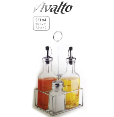 4 pezzi/set in acciaio INOX 304 sale pepe spezie delicato aroma ampolla con supporto condimento box condimento di cottura bottiglia set Set sale pepe spezie salsa Cruet set strumenti di cottura #1 