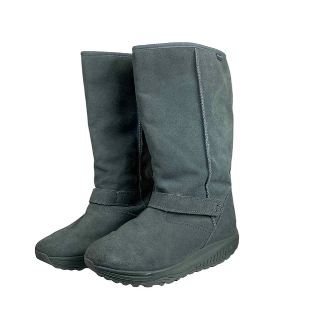 Skechers Gray Green Char Fuzzy Shape Up Boots Size 9