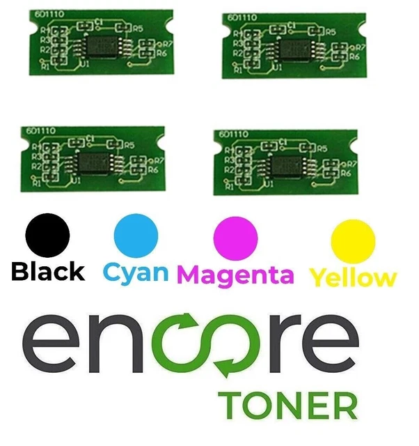 4 X Developer Reset Chips For Konica Minolta Bizhub C654, C654e, C754, C754e – Black/Cyan/Magenta/Yellow