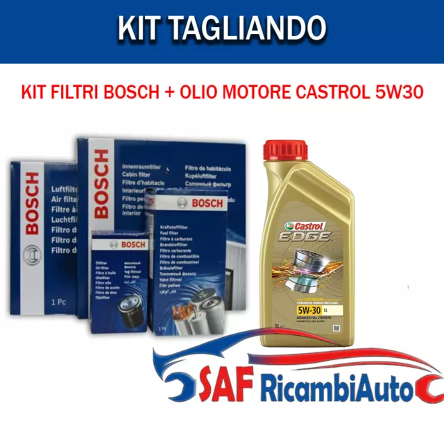 Kit Tagliando Filtri Bosch   Olio Castrol 5W30 Vw Golf 7 Vii 1.2 Tsi 77Kw 105Cv