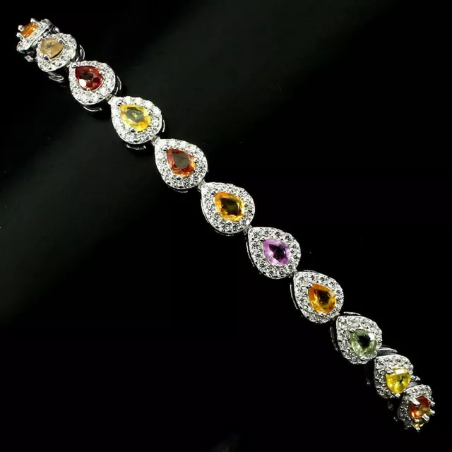 Shola Vrai Naturelle Multicolore Saphir Bracelet Argent Sterling B299